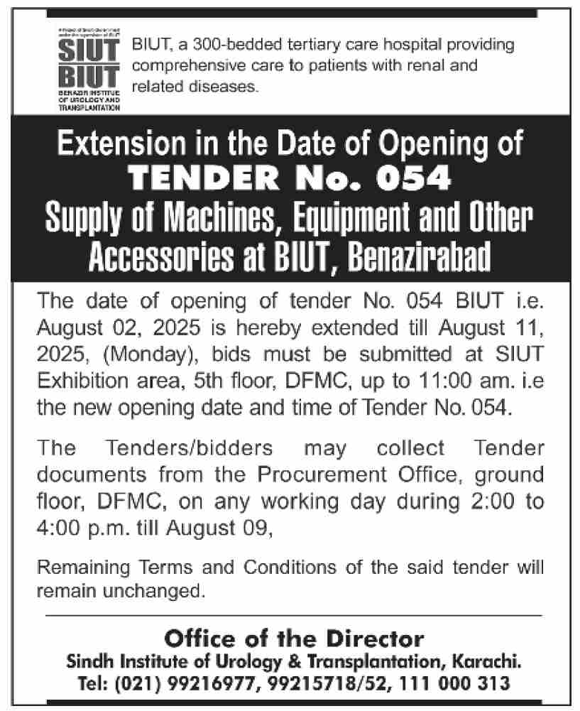 BIUT Karachi Tender Notice
